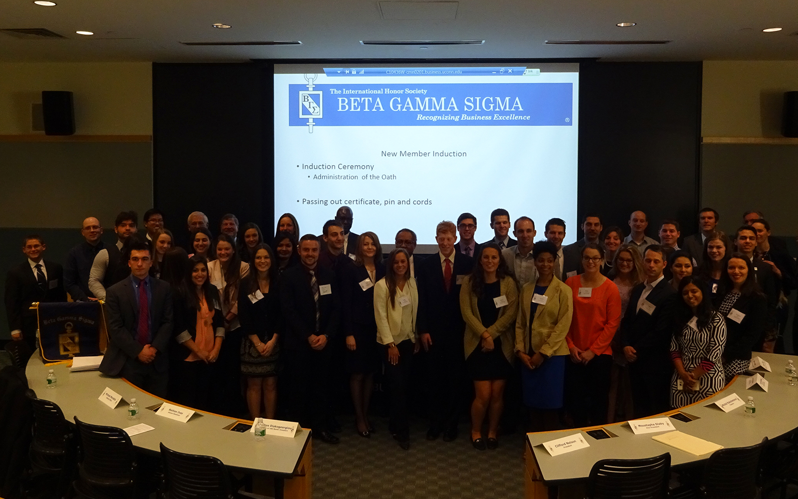 Students at a recent Beta Gamma Sigma induction ceremony. (Tina Pierce/UConn School of Business)