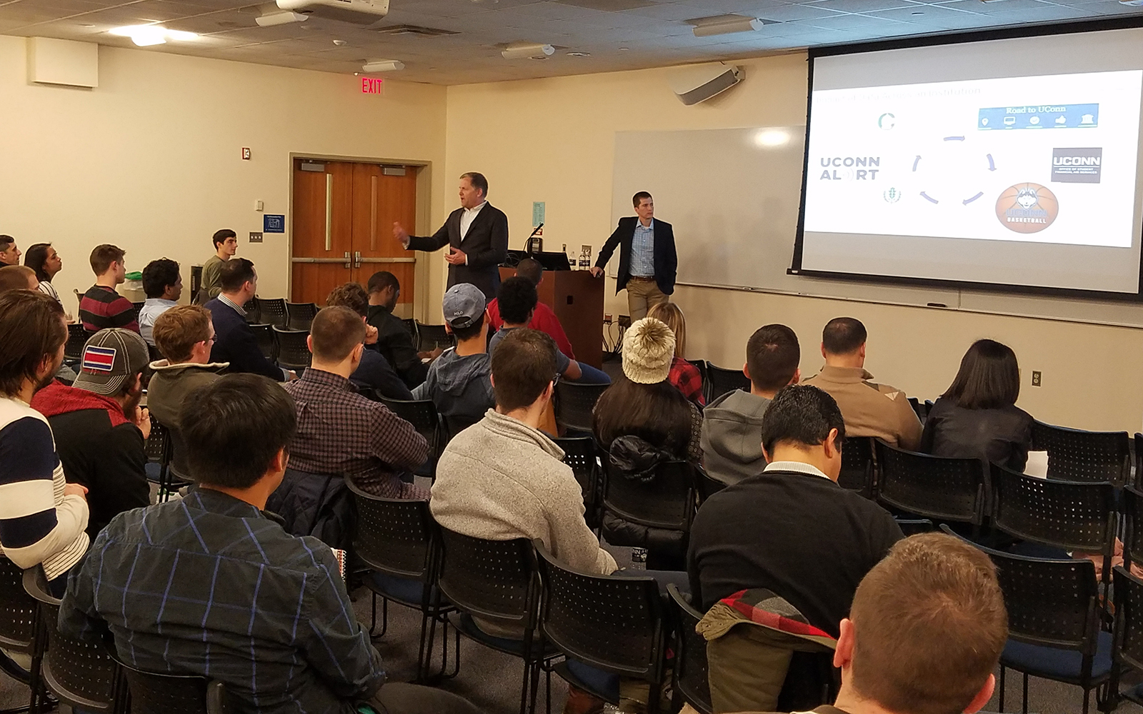 Speakers from IBM discuss current talent shortages in data analytics and technology at UConn Stamford on Feb 22. (UConn School of Business)