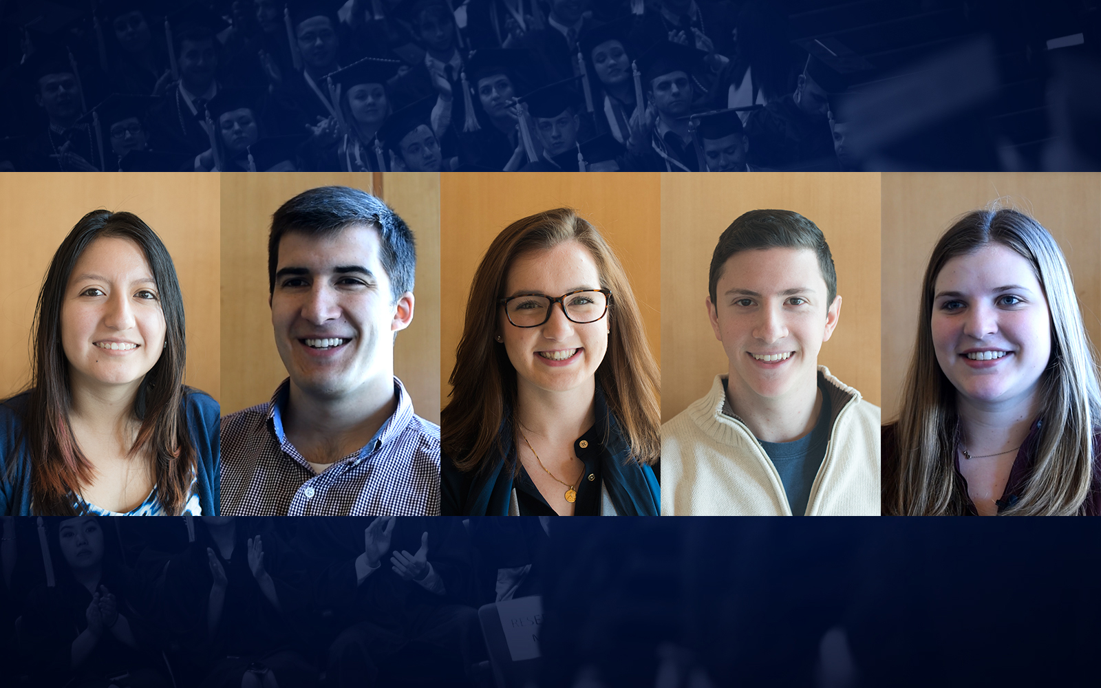 From left: Karla Lazo, Luke LaBranche, Gianna Bodnar, Marc Senatore, and Sarah Lang, Class of 2017 (Nicolle Anderson/UConn School of Business)