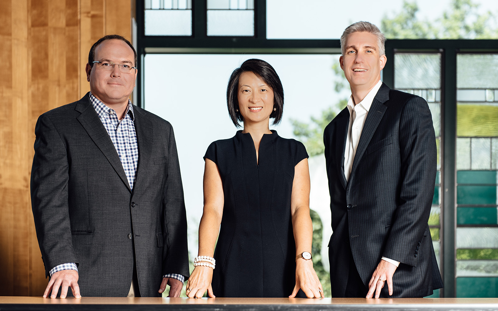 From left, Associate Deans Robert Day, Sulin Ba, and David Souder. (Nathan Oldham/UConn School of Business)