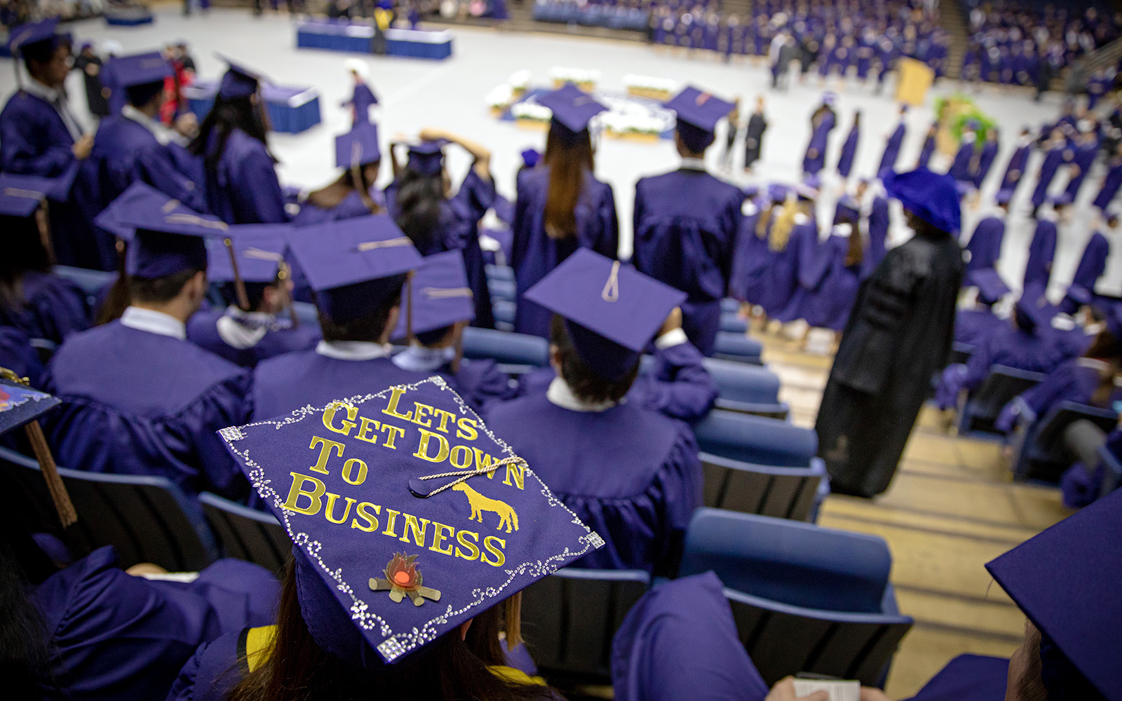 Photo from the 2018 UConn School of Business Commencement ceremony taken Sunday, May 6, 2018 at the Gampel Pavilion in Storrs. (G.J. McCarthy / UConn Foundation)