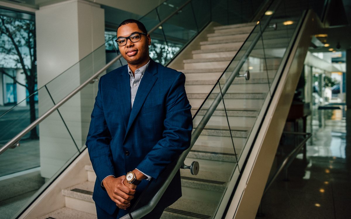 Stamford business major Christian Escotto-Rosado '19 (BUS) is soaking up every experience he can, including an internship at IBM and the chance to take part in the Student Managed Fund. (Nathan Oldham/UConn School of Business)
