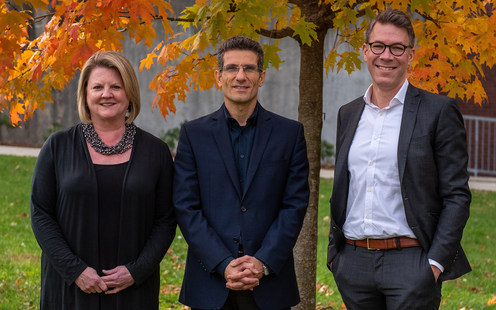  Guest Speakers visited UConn for the 2018 Voya Colloquium.  Pictured left to right, Page Moreau, Elie Ofek, and Markus Giesler. (Devin Basdekian / UConn School of Business)