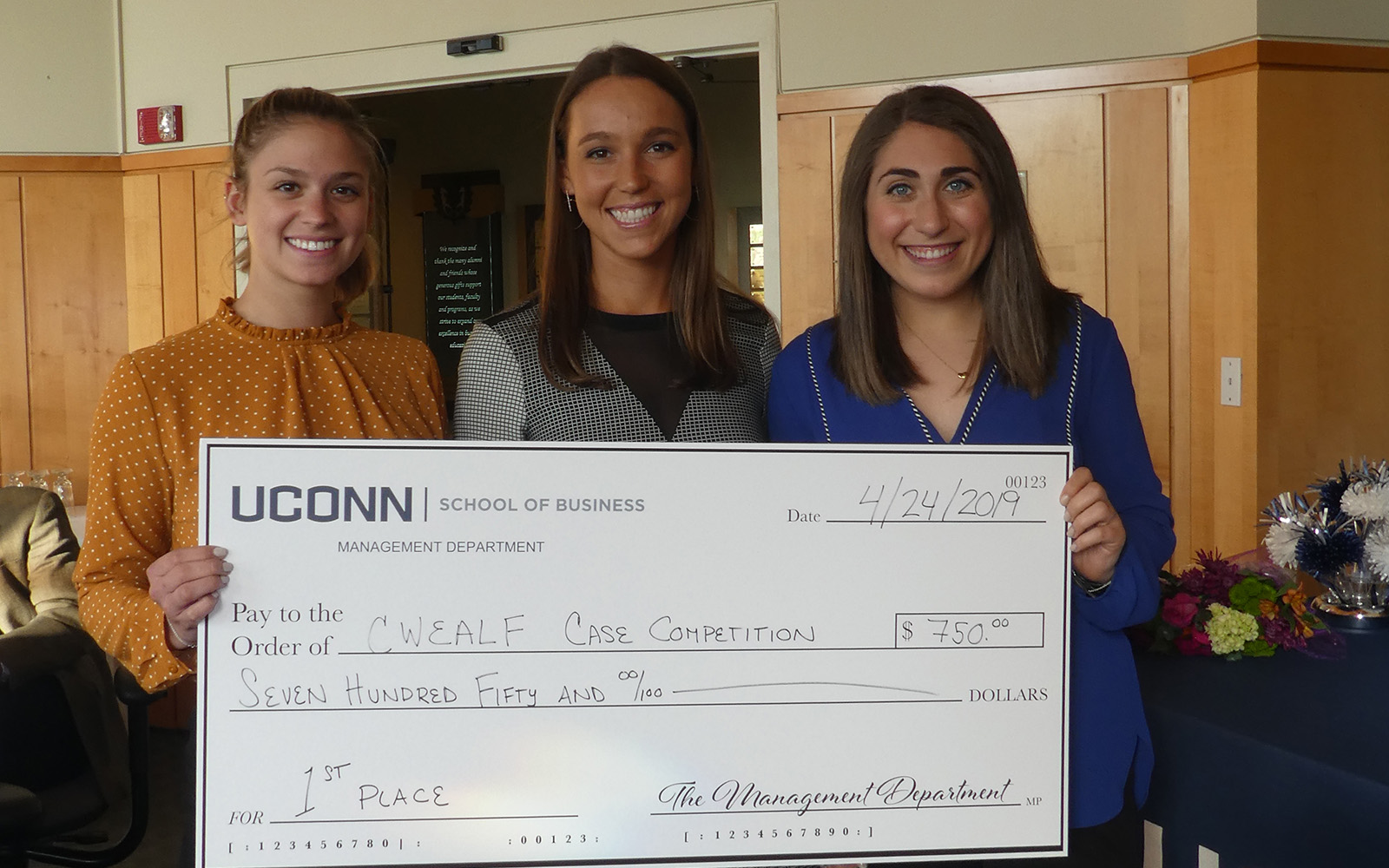 The first place team in the CWEALF Case Competition. Left to right - Caitlyn Pesavento, Elizabeth Gallucci, and Anne Trager. (Contributed Photo)