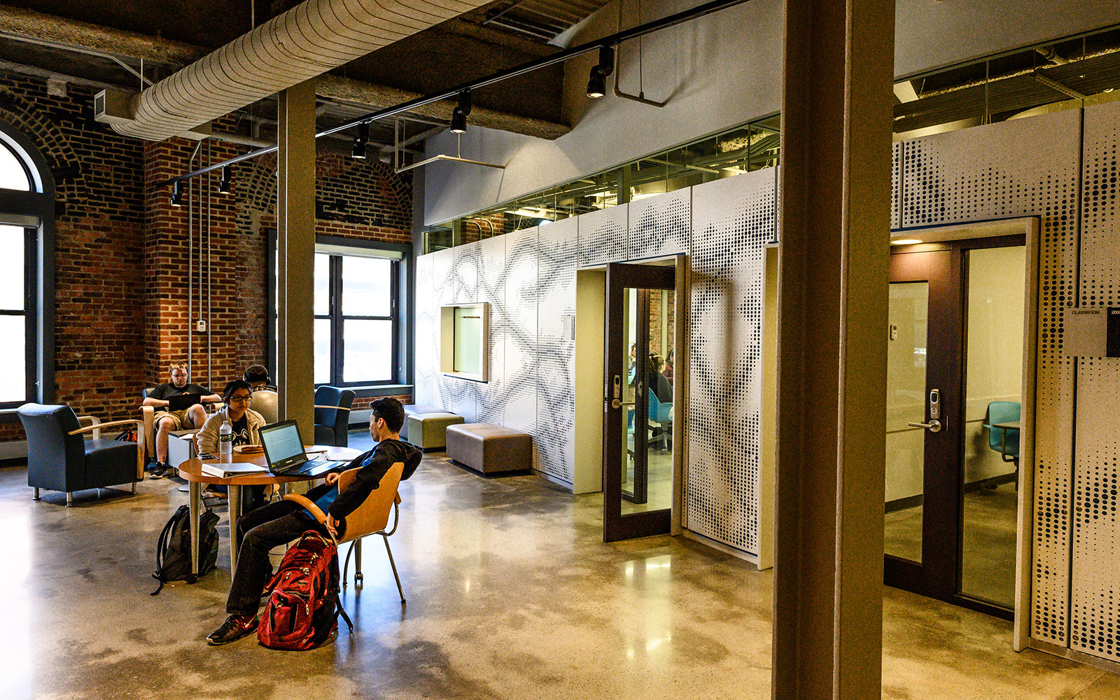 Students studying in UConn Waterbury's Rectory Building