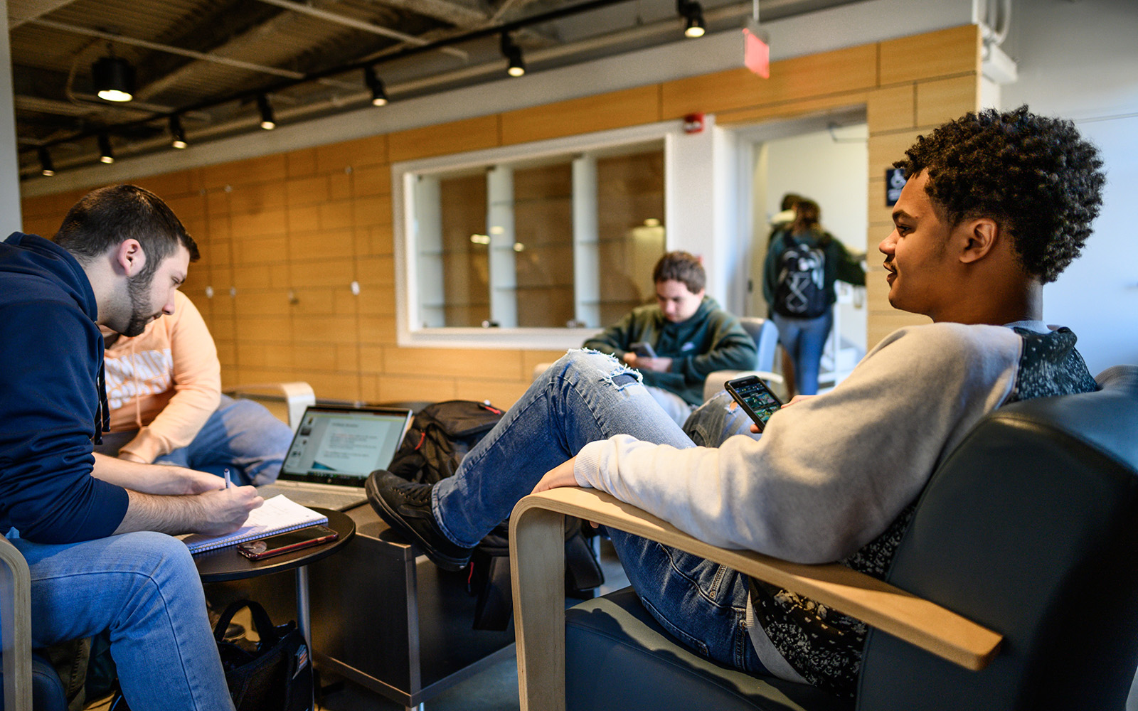 Students studying in UConn Waterbury's Rectory Building