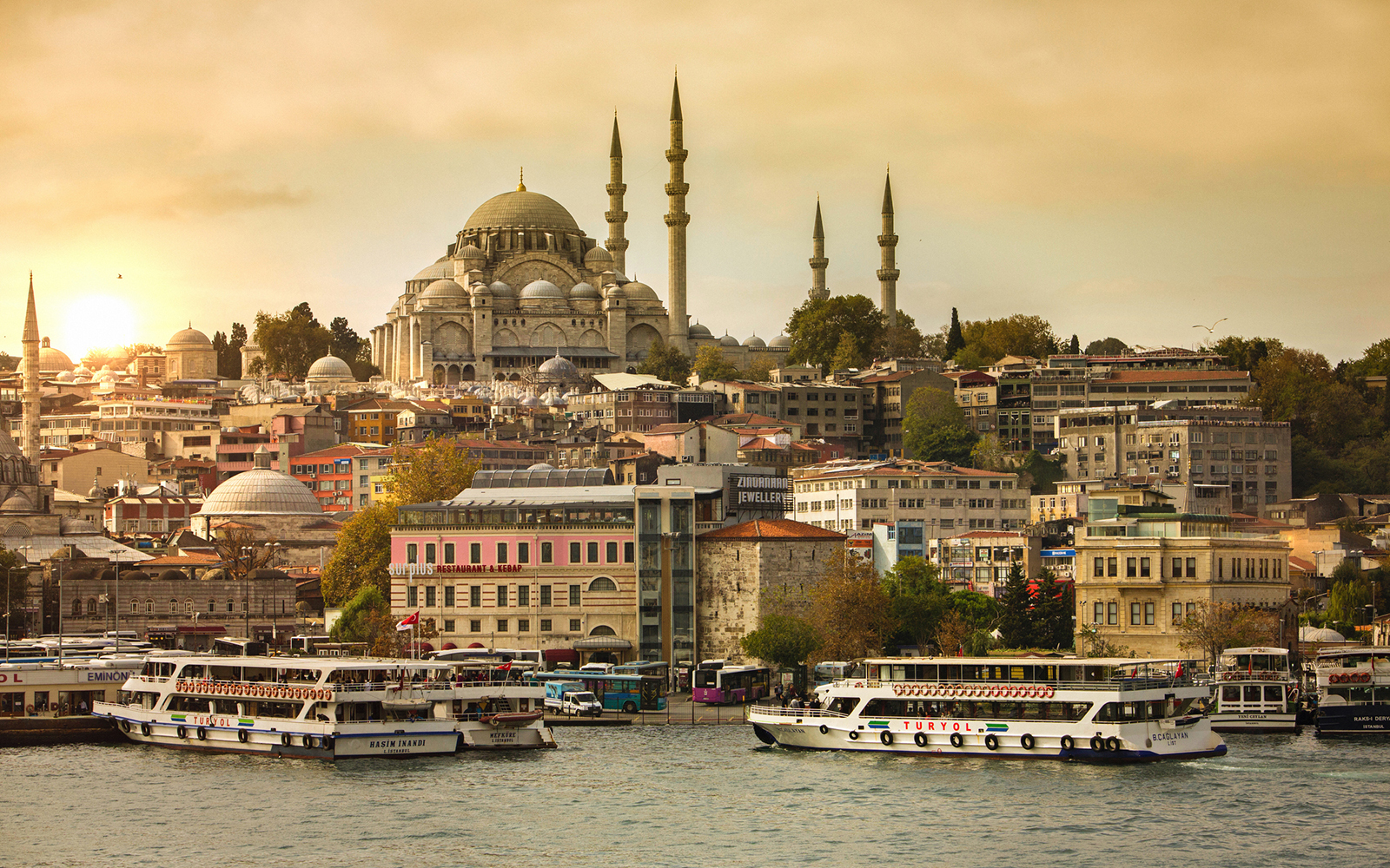 Panorama view of Istanbul at sunset.