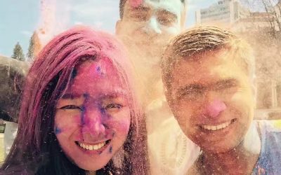 Stamford graduate students celebrating Holi, a popular ancient Indian festival