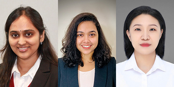 Left to right, Sai Jahnavi Gamalapati, Madhusree Chowdhury, and Di Zhao, UConn's team for the Humana-Mays Healthcare Analytics Case Competition. (contributed photos)