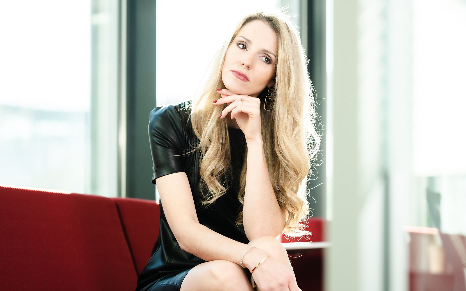 CCEI executive director Jennifer Mathieu, above, in the Graduate Business Learning Center in Hartford. Mathieu was recently named one of Connecticut Magazine's 40 under 40 (Nathan Oldham / UConn School of Business)